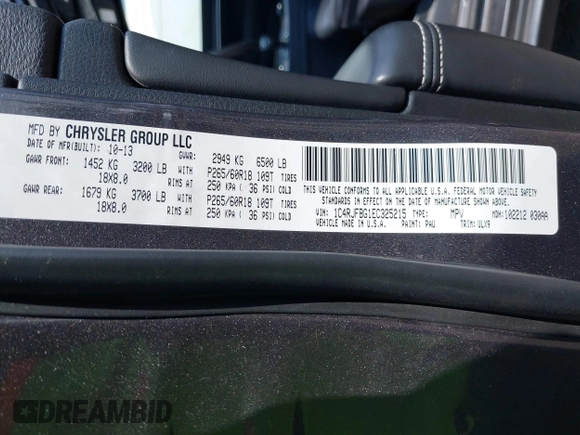 2014 Jeep Grand Cherokee Limited with VIN 1C4RJFBG1EC325215, listed as a IAAI auction lot 42653200 with 139,743 mi miles and . Bid and sale history available at DreamBid. Image 9.