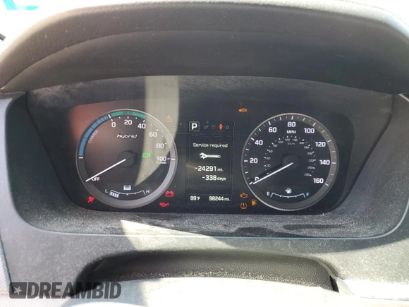 2016 Hyundai Sonata Hybrid SE with VIN KMHE24L19GA013230, listed as a Copart auction lot 61847783 with 98,244 mi miles. Bid and sale history available at carsss.com. Image 9.