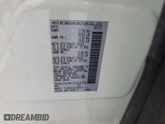 2024 Infiniti QX60 Luxe z VIN 5N1DL1FS5RC339335, wystawiony jako Copart lot #86246554 z przebiegiem 9 516 mil mil oraz Szkoda całkowita • Salvage title. Historia ofert i sprzedaży dostępna na DreamBid. Obrazek 13.
