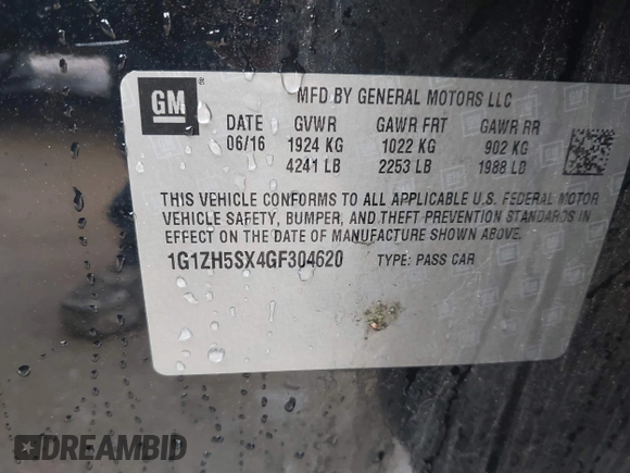 2016 Chevrolet Malibu Premier with VIN 1G1ZH5SX4GF304620, listed as a IAAI auction lot 42160899 with 113,708 mi miles and . Bid and sale history available at DreamBid. Image 9.