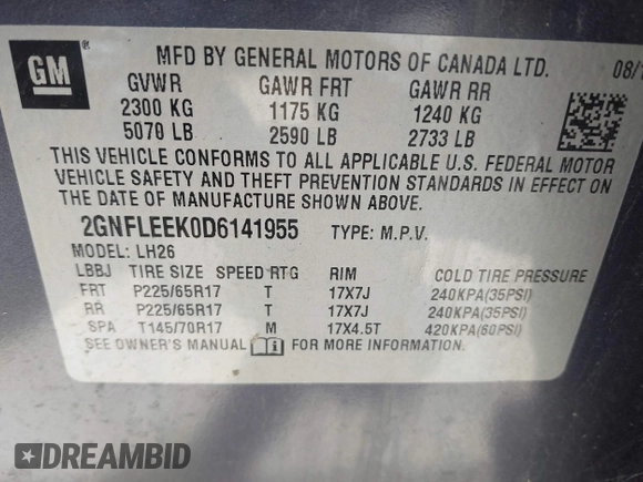2013 Chevrolet Equinox LT z VIN 2GNFLEEK0D6141955, wystawiony jako IAAI lot #42504752 z przebiegiem 133 435 mil mil oraz . Historia ofert i sprzedaży dostępna na DreamBid. Obrazek 9.