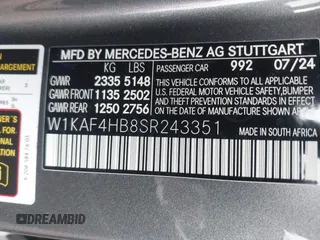 2025 Mercedes-Benz C 300 with VIN W1KAF4HB8SR243351, listed as a IAAI auction lot 41689281 with 991 mi miles and . Bid and sale history available at DreamBid. Image 9.