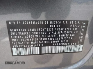 2014 Volkswagen Jetta GLI Autobahn with VIN 3VW5T7AJ6EM201416, listed as a IAAI auction lot 42684207 with 164,905 mi miles and . Bid and sale history available at DreamBid. Image 9.
