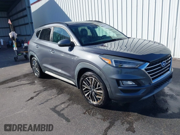2019 Hyundai Tucson Ultimate with VIN KM8J3CAL5KU853538, listed as a IAAI auction lot 41752809 with 136,348 mi miles. Bid and sale history available at carsss.com. Image 1.