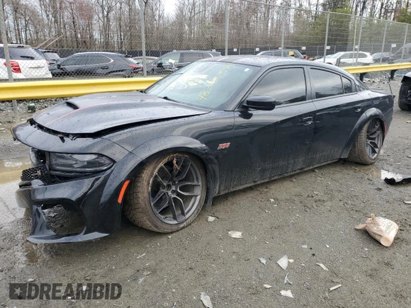 2021 Dodge Charger Scat Pack Widebody with VIN 2C3CDXGJ3MH620792, listed as a Copart auction lot 48355595 with 72,379 mi miles and Salvage Title. Bid and sale history available at carsss.com. Image 1.