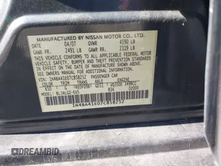 2007 Nissan Maxima SL with VIN 1N4BA41E07C858252, listed as a IAAI auction lot 41441707 with 157,461 mi miles and . Bid and sale history available at DreamBid. Image 9.