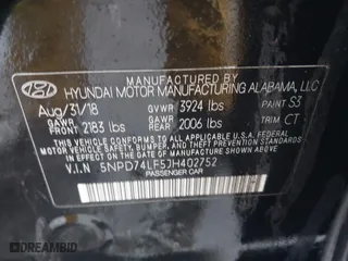 2018 Hyundai Elantra SE with VIN 5NPD74LF5JH402752, listed as a IAAI auction lot 41429536 with 173,526 mi miles. Bid and sale history available at carsss.com. Image 9.