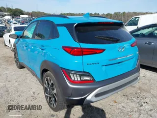 2023 Hyundai Kona Limited with VIN KM8K53A3XPU954113, listed as a IAAI auction lot 41744345 with 23,195 mi miles. Bid and sale history available at carsss.com. Image 3.