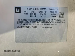 2011 Buick Regal CXL RL3 with VIN 2G4GR5ECXB9175901, listed as a Copart auction lot 43123145 with 103,439 mi miles and Clean Title. Bid and sale history available at carsss.com. Image 12.