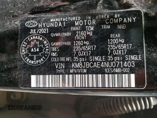 2022 Hyundai Tucson Preferred z VIN KM8JBCAE4NU071403, wystawiony jako Copart lot #44009635 z przebiegiem 150 355 mil mil oraz Szkody całkowita. Historia ofert i sprzedaży dostępna na DreamBid. Obrazek 14.