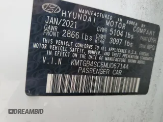 2021 Genesis G80 2.5T z VIN KMTGB4SC6MU067144, wystawiony jako Copart lot #51370875 z przebiegiem Nie podano mil oraz Szkoda całkowita • Salvage title. Historia ofert i sprzedaży dostępna na DreamBid. Obrazek 12.