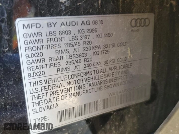2017 Audi Q7 Premium Plus with VIN WA1LAAF76HD024676, listed as a Copart auction lot 47550225 with 84,920 mi miles and Salvage Title. Bid and sale history available at carsss.com. Image 15.