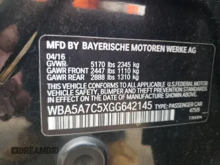 2016 BMW 5 Series 528i xDrive with VIN WBA5A7C5XGG642145, listed as a Copart auction lot 58840015 with 136,793 mi miles and Salvage title. Bid and sale history available at DreamBid. Image 12.