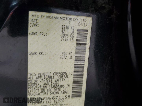 2015 Nissan Altima S with VIN 1N4AL3AP1FN871158, listed as a Copart auction lot 77502414 with 149,360 mi miles and Clean Title. Bid and sale history available at DreamBid. Image 12.