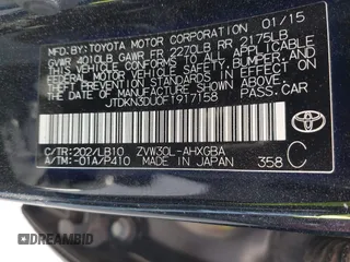 2015 Toyota Prius Four with VIN JTDKN3DU0F1917158, listed as a IAAI auction lot 40918041 with 238,024 mi miles. Bid and sale history available at carsss.com. Image 9.