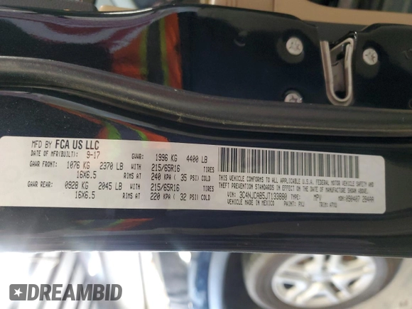 2018 Jeep Compass Sport with VIN 3C4NJCAB5JT133880, listed as a Copart auction lot 49858115 with 192,652 mi miles and Salvage Title. Bid and sale history available at carsss.com. Image 13.