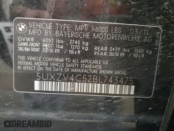 2011 BMW X5 35i z VIN 5UXZV4C52BL743475, wystawiony jako Copart lot #56238615 z przebiegiem 218 738 mil mil oraz Szkoda całkowita • Salvage title. Historia ofert i sprzedaży dostępna na DreamBid. Obrazek 14.