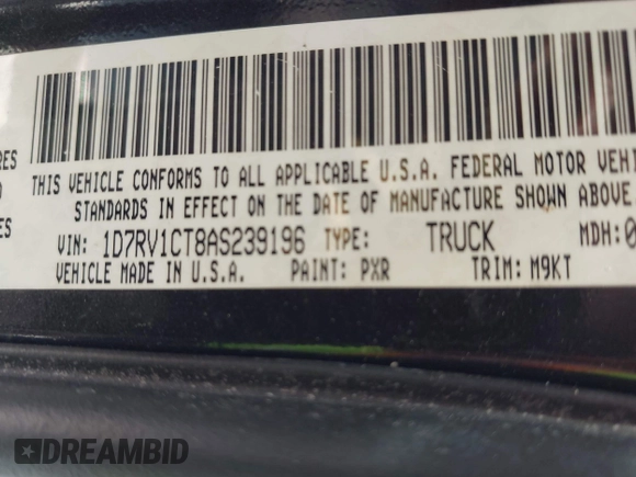 2010 Dodge 1500 SLT с VIN 1D7RV1CT8AS239196, выставлен на аукционе IAAI как лот 42006534 с пробегом 221 063 миль миль и . История ставок и продаж доступна на DreamBid. Изображение 9.