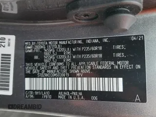 2021 Toyota Sienna Limited z VIN 5TDZRKEC6MS039819, wystawiony jako Copart lot #56318785 z przebiegiem Nie podano mil oraz Szkoda całkowita • Salvage title. Historia ofert i sprzedaży dostępna na DreamBid. Obrazek 13.
