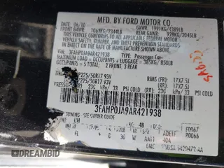 2010 Ford Fusion SEL with VIN 3FAHP0JA9AR421938, listed as a IAAI auction lot 42086265 with 158,388 mi miles. Bid and sale history available at carsss.com. Image 9.