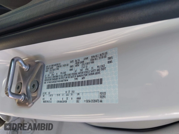 2017 Ford Escape SE with VIN 1FMCU0GD1HUA87904, listed as a IAAI auction lot 41790108 with 103,656 mi miles. Bid and sale history available at carsss.com. Image 9.