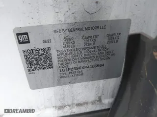 2023 Chevrolet Bolt EUV Premier with VIN 1G1FZ6S0XP4106564, listed as a IAAI auction lot 41454638 with 42,263 mi miles. Bid and sale history available at carsss.com. Image 9.