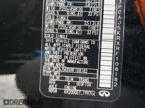 2024 Infiniti QX55 Essential with VIN 3PCAJ5KRXRF108182, listed as a Copart auction lot 44345325 with 15,090 mi miles and Salvage Title. Bid and sale history available at DreamBid. Image 13.