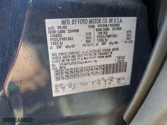 2003 Ford Escape XLS Popular with VIN 1FMYU92103KA61192, listed as a Copart auction lot 46611595 with 93,467 mi miles and Salvage Title. Bid and sale history available at carsss.com. Image 12.