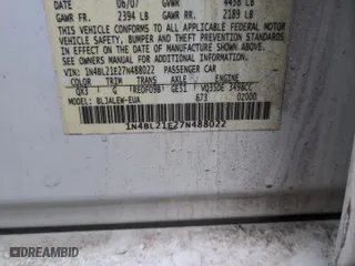 2007 Nissan Altima 3.5 SL with VIN 1N4BL21E27N488022, listed as a Copart auction lot 51226415 with 225,033 mi miles and Salvage Title. Bid and sale history available at carsss.com. Image 12.