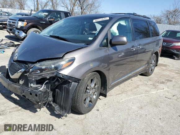 2015 Toyota Sienna SE with VIN 5TDXK3DC2FS629568, listed as a Copart auction lot 48171645 with 114,608 mi miles and Salvage title. Bid and sale history available at DreamBid. Image 1.