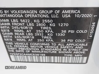 2021 Volkswagen Atlas S с VIN 1V2AP2CA4MC538199, выставлен на аукционе IAAI как лот 41531310 с пробегом 40 725 миль миль и . История ставок и продаж доступна на DreamBid. Изображение 9.