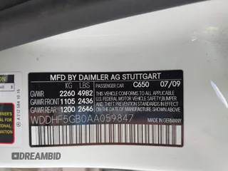 2010 Mercedes-Benz E-Class E 350 Luxury with VIN WDDHF5GB0AA059847, listed as a IAAI auction lot 42158332 with 293,386 mi miles. Bid and sale history available at carsss.com. Image 9.