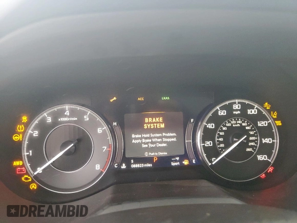 2019 Acura RDX Technology with VIN 5J8TC2H56KL001527, listed as a Copart auction lot 57758495 with 88,823 mi miles and Salvage title. Bid and sale history available at DreamBid. Image 9.