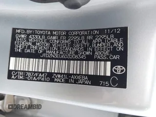 2013 Toyota Prius Two with VIN JTDZN3EU6D3208345, listed as a IAAI auction lot 41867939 with 193,820 mi miles and . Bid and sale history available at carsss.com. Image 9.
