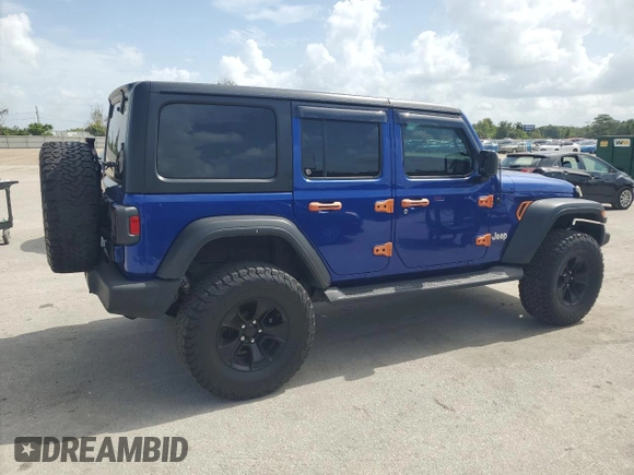 2020 Jeep Wrangler Unlimited Sport S with VIN 1C4HJXDG5LW174535, listed as a Copart auction lot 60888885 with 64,824 mi miles and Salvage title. Bid and sale history available at DreamBid. Image 3.