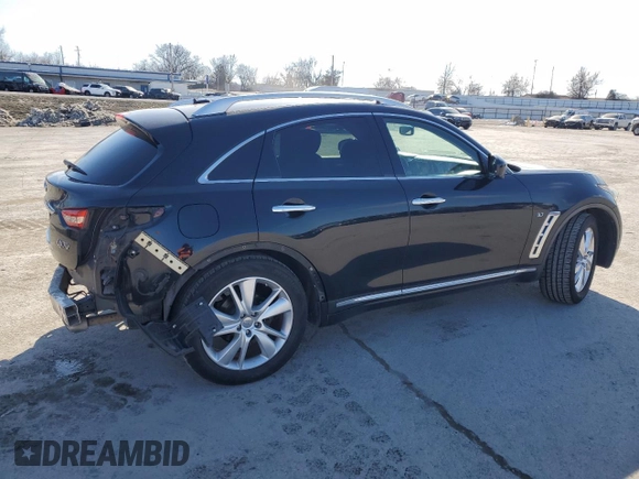 2014 Infiniti QX70 with VIN JN8CS1MU7EM450274, listed as a Copart auction lot 42516735 with 173,483 mi miles and Salvage Title. Bid and sale history available at DreamBid. Image 3.