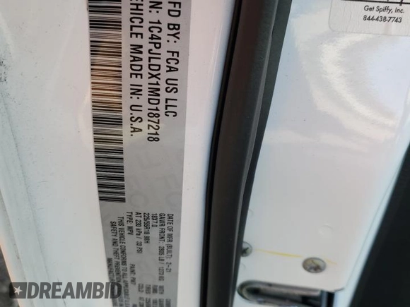 2021 Jeep Cherokee Limited with VIN 1C4PJLDX1MD187218, listed as a Copart auction lot 88927705 with 97,320 mi miles and Salvage title. Bid and sale history available at DreamBid. Image 13.