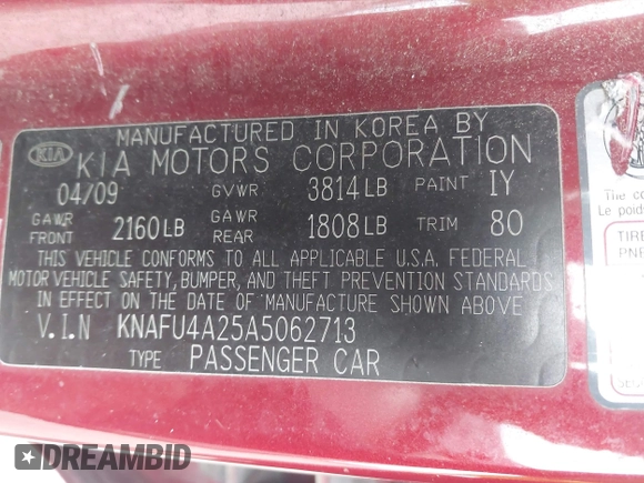 2010 Kia Forte EX z VIN KNAFU4A25A5062713, wystawiony jako IAAI lot #42134087 z przebiegiem 167 620 mil mil oraz . Historia ofert i sprzedaży dostępna na DreamBid. Obrazek 9.