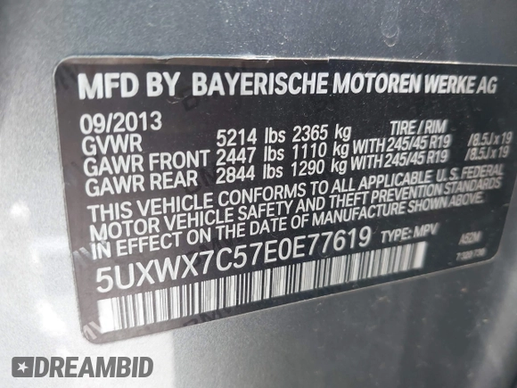 2014 BMW X3 xDrive35i z VIN 5UXWX7C57E0E77619, wystawiony jako IAAI lot #42505109 z przebiegiem 155 472 mil mil oraz . Historia ofert i sprzedaży dostępna na DreamBid. Obrazek 9.