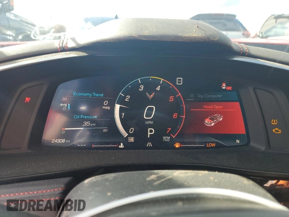 2020 Chevrolet Corvette 2LT with VIN 1G1Y72D41L5115956, listed as a Copart auction lot 77444654 with 24,308 mi miles and Salvage Title. Bid and sale history available at carsss.com. Image 9.