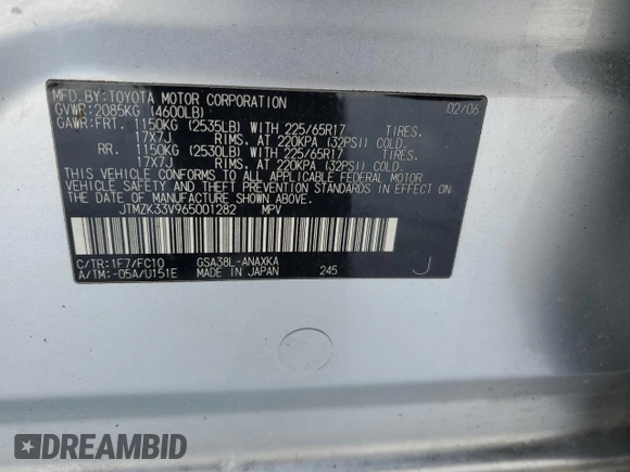 2006 Toyota RAV4 with VIN JTMZK33V965001282, listed as a Copart auction lot 88362505 with 211,526 mi miles and Salvage Title. Bid and sale history available at carsss.com. Image 12.