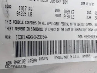 2006 Chrysler Sebring z VIN 1C3EL46X06N236544, wystawiony jako IAAI lot #42289101 z przebiegiem 151 158 mil mil oraz . Historia ofert i sprzedaży dostępna na DreamBid. Obrazek 9.