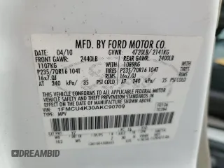2010 Ford Escape Hybrid with VIN 1FMCU4K30AKC90709, listed as a Copart auction lot 85394774 with 183,092 mi miles and Salvage title. Bid and sale history available at DreamBid. Image 13.