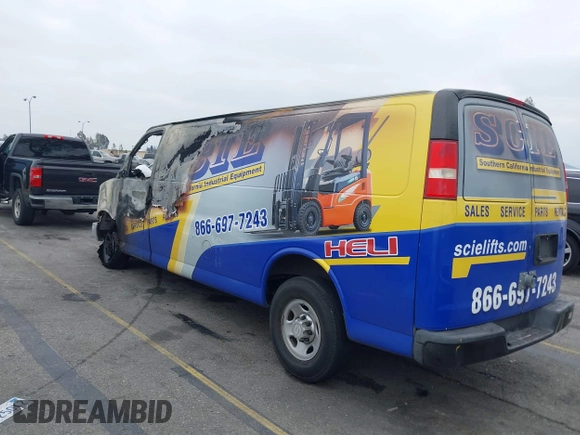 2018 Chevrolet Express Cargo Van with VIN 1GCWGBFP4J1254537, listed as a IAAI auction lot 41894131 with 1 mi miles. Bid and sale history available at carsss.com. Image 3.