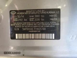 2015 Hyundai Elantra SE with VIN 5NPDH4AE7FH605768, listed as a Copart auction lot 56558155 with 132,937 mi miles and Clean Title. Bid and sale history available at DreamBid. Image 12.
