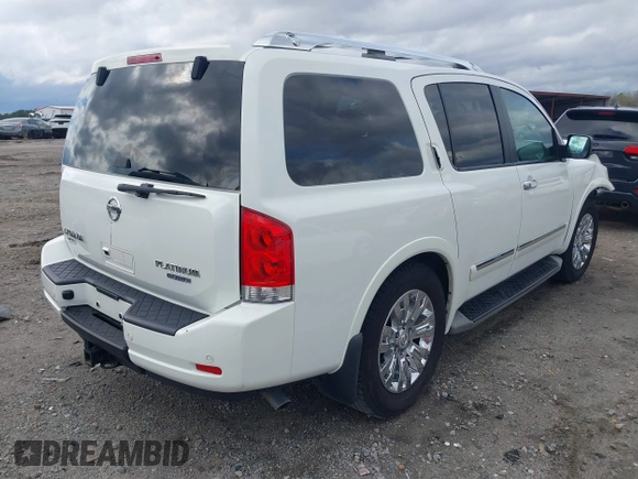 2015 Nissan Armada Platinum z VIN 5N1BA0NF9FN606276, wystawiony jako IAAI lot #41865375 z przebiegiem 223 761 mil mil oraz . Historia ofert i sprzedaży dostępna na DreamBid. Obrazek 4.