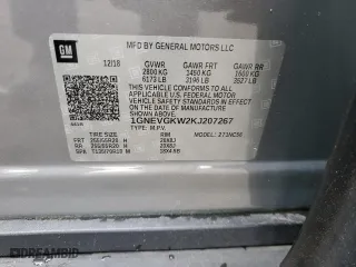 2019 Chevrolet Traverse LT Cloth with VIN 1GNEVGKW2KJ207267, listed as a Copart auction lot 62925414 with 0 mi miles and Salvage Title. Bid and sale history available at carsss.com. Image 13.
