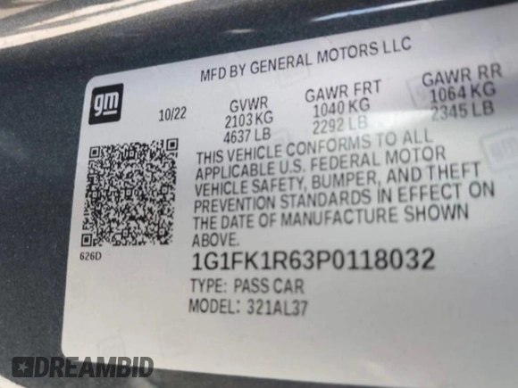 2023 Chevrolet Camaro ZL1 z VIN 1G1FK1R63P0118032, wystawiony jako Copart lot #51035795 z przebiegiem 9030 mil mil oraz Szkody całkowita. Historia ofert i sprzedaży dostępna na DreamBid. Obrazek 10.