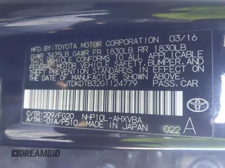 2016 Toyota Prius One z VIN JTDKDTB32G1124779, wystawiony jako IAAI lot #41855014 z przebiegiem 106 750 mil mil oraz . Historia ofert i sprzedaży dostępna na DreamBid. Obrazek 9.
