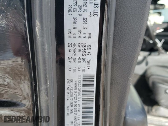 2020 Dodge Durango R/T with VIN 1C4SDJCT0LC214689, listed as a Copart auction lot 46547135 with 124,198 mi miles and Salvage title. Bid and sale history available at DreamBid. Image 16.